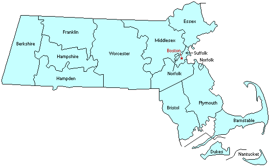 Massachusetts County Map