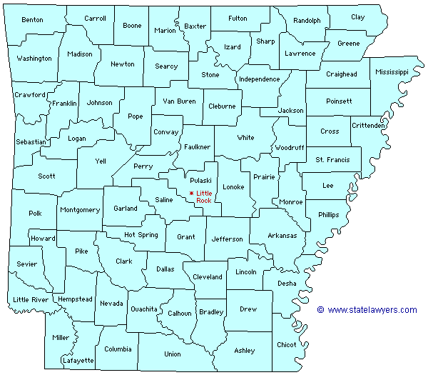 Arkansas County Outline Map.